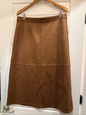 Max Studio Brown Suede Midi Skirt